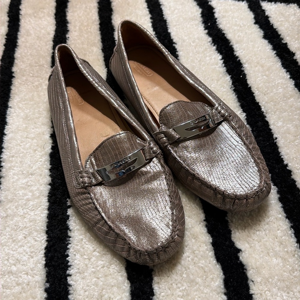Coach Metallic snake skin loafers